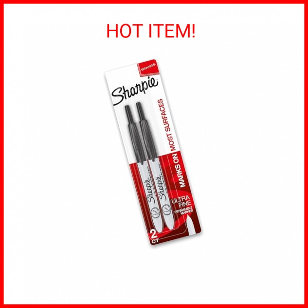 SHARPIE Retractable Permanent Markers, Ultra Fine Point, Bla