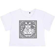 'Celestial Cat Motif' Women's Cotton Crop Tops (CO007215)