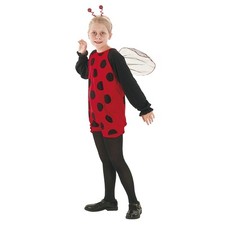 KINDER MARIENKÄFER KOSTÜM Karneval Fasching Käfer Jumpsuit Flügel Tiara 110-122