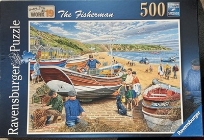 Ravensburger 500pc Pzl-Happy Days at Work: The Fisherman 2020 T. Mitchell -EUC!