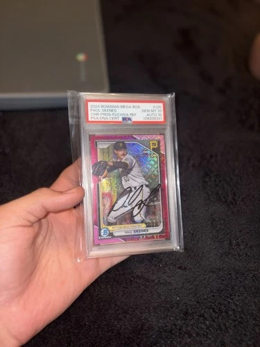 2024 Bowman Mega Box Paul Skenes Fuchsia Mojo Refractor Auto PSA 10 /299 #BCP-1…
