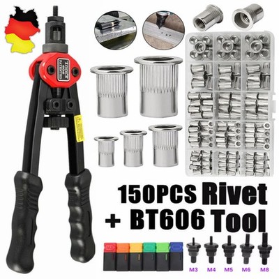 150-Tlg Einnietmutter Blindnietmutter Einziehmutter Nietmutter Edelstahl M3-M10