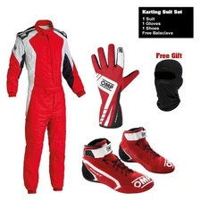 OMP Racing Suit Shoes Gloves Set with FREE Balaclava – Karting Gear Bundle