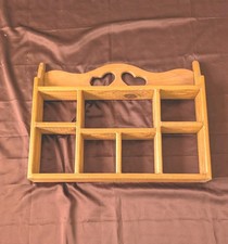 24.5" w x 19" t Wood Display Curio 8 shelves Heart Cutouts Knickknack Country 