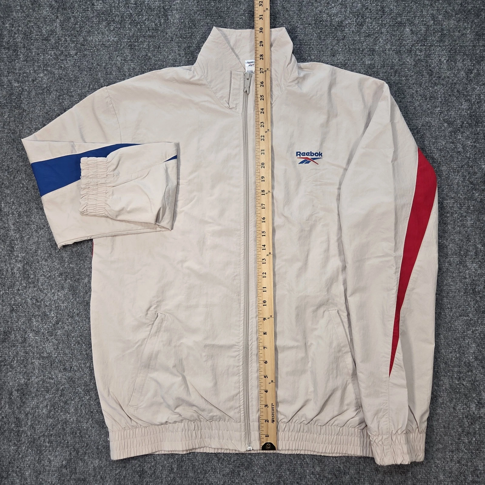 NWT Reebok Vector Tracktop Mens Medium 'Stucco' Beige Tan Track Jacket Knit Logo - product detail image 15