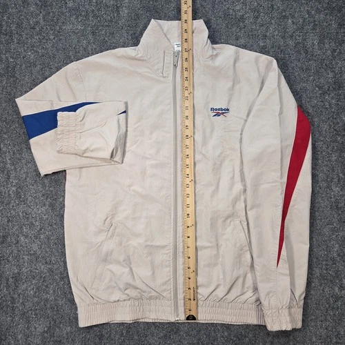 NWT Reebok Vector Tracktop Mens Medium 'Stucco' Beige Tan Track Jacket Knit Logo image 15
