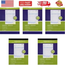 5 Pack Large Sales Order Book Receipt Invoice Duplicate Carbonless 50 Sets 5....