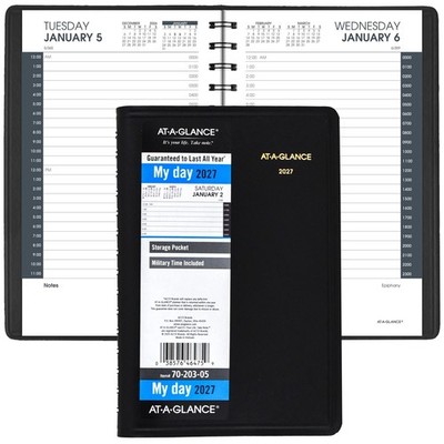 2027 At-A-Glance 70-203-05 24-Hour Daily Appointment Book, 5 x 8''