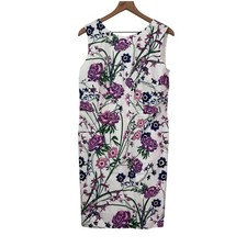 Talbots Womens Purple Floral Sateen Botanical Gardens Dress Size 14 Petite