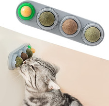 4 Catnip Silvervine Ball Toys, Extra Cat Energy Ball, Edible Cats Lick Kitten...