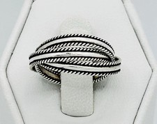 Sterling Silver Three Band Interlocking Band Ring Sz 5 3mm