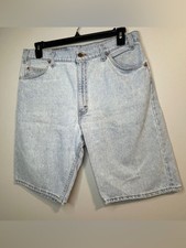 VINTAGE 90s Levi's 550 Light Wash Stone Denim Shorts- Orange tab