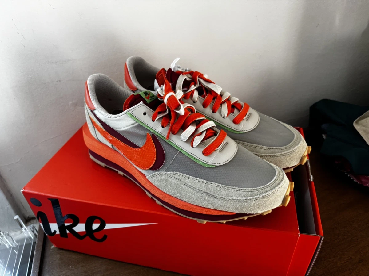 sacai x Clot x Nike LDWaffle Net Orange Blaze for Sale