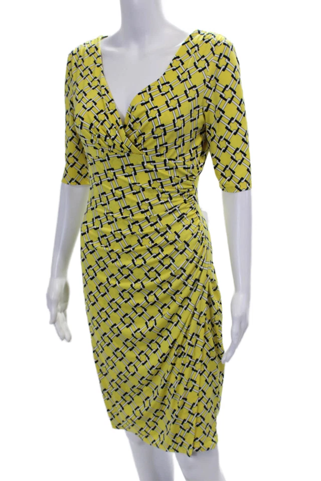 Платье миди женское Lauren Ralph Lauren с геометрическим узором короткий рукав желтое размер 4 - Изображение 2 из 4