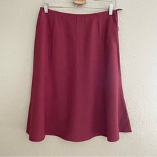 Eileen Fisher Wool Blend Red Midi A-Line Skirt for Cocktail Size S
