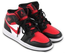 Air Jordan 1 Mid Black Fire Red GS Boys Size 6.5Y 554725 079 - Free Shipping