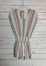 RAILS Women's XS Lucca Havana Striped Linen Blend Sleeveless Smocked Mini Dress