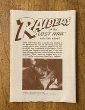 VINTAGE 1983 A Map To The World Of Raiders Of The Lost Ark Solution Sheet Atari
