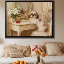 Shih Tzu Dog Artwork Oil Painting Canvas Print Living Room Wall Decor Pet Art