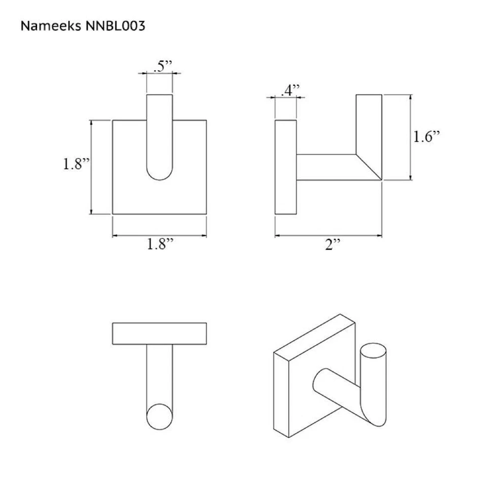 NNBL003 Bonito gancho de baño mate para hotel, negro Foto 2 de 2
