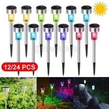 12/24x Solar Garden LED Lights Outdoor Waterproof Landscape Lawn Pathway Lamp US