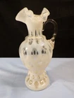 Fenton French Opalescent Glass Coin Dot Small Pitcher Vase 6 5/8" Tall INV2