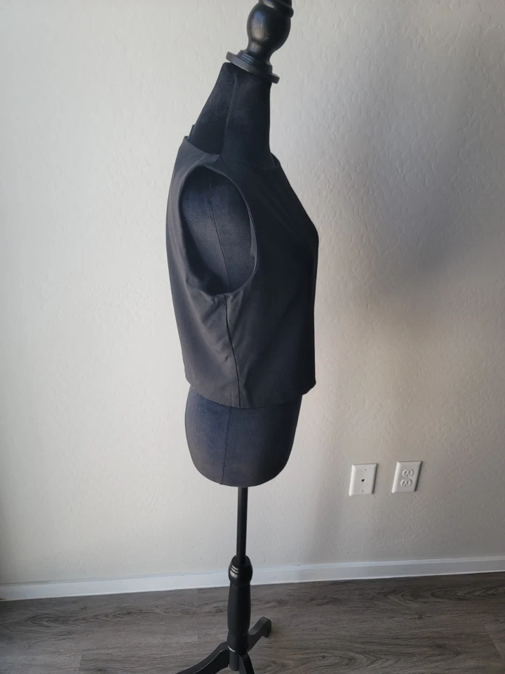 Top de colección Giorgio Armani mezcla de lana virgen ropa para mujer sin mangas negro -S Foto 4 de 4