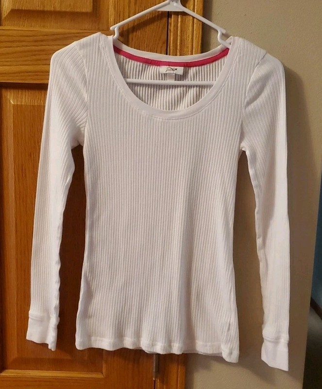 Graine Girl's White Ribbed Long Sleeve School Uniform Size 14 Shirt