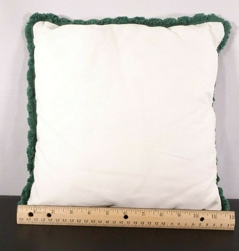 Handmade Decorative Cross-Stitched Pillow/Green & White Floral Pattern Almost12" - Picture 11 of 12