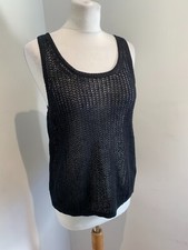 Polo Ralph Lauren knit tunic vest top L VGC black chunky linen crochet