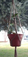 Macrame Plant Hanger 48 Inch Vintage Style 6 ply NATURAL JUTE - with BEADS