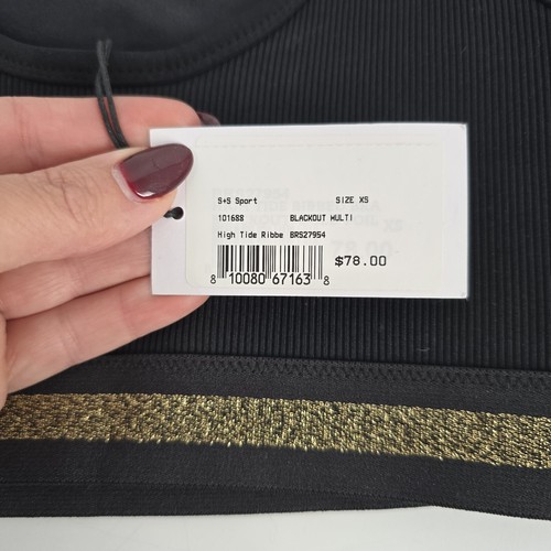 Solid & Striped Sport NEW Black High Tide Ribbed Sports Bra Size XS - Picture 4 of 6
