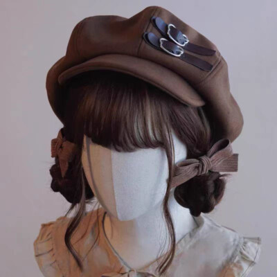 Vintage French Style Wool Beret Hat - Cute Kawaii Cap French Wool Beret Hat, Hand Embroidered Daisy Flower Beret  main image 2