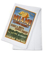 Miami, Fl - Orange Grove Vintage Sign - Lp Artwork (100% Cotton Towel Absorbent) Miami, Fl - Orange Grove Vintage Sign - Lp Artwork (100% Cotton Towel Absorbent)