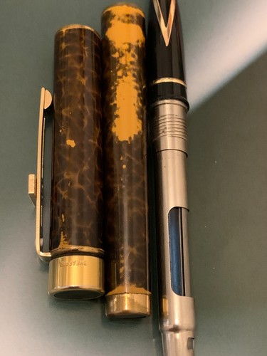 2 of Vintage Sheaffer TARGA 1030 Thuya Brown Marble Fountain Pen Pen 14K Gold - Picture 21 of 24