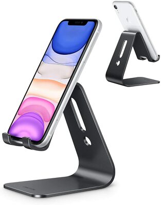 OMOTON Desktop Aluminum Cell Phone Tablet Stand Holder (Updated Version),  Black