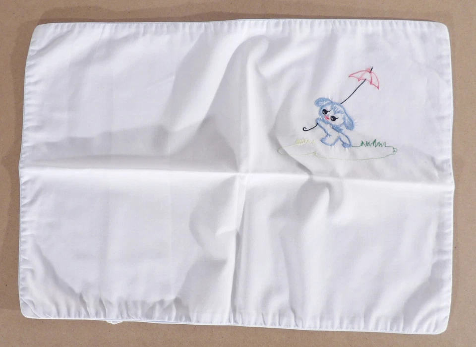 Sábana plana y funda de almohada vintage bordada para cuna de perro y cachorro 52" x 35" Foto 2 de 4