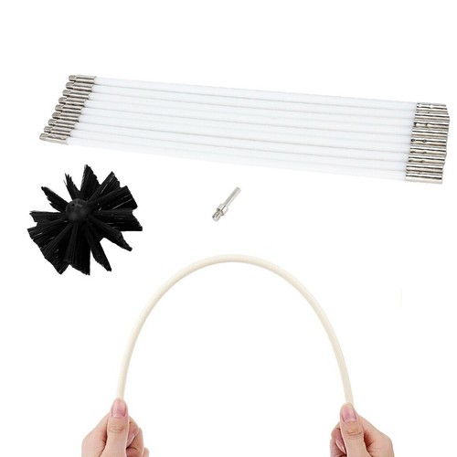 11 Piece Chimney Sweep Set Flue Sweeping Brush & Rod Kit Soot