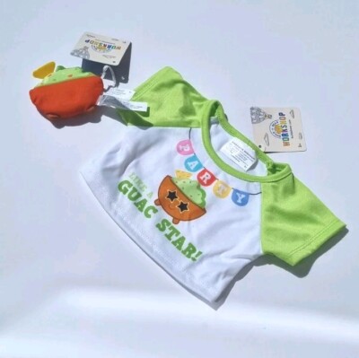 Build A Bear Party Like A Guac Star T-Shirt & Wristie Guacamole Chip Essen Brandneu mit Etikett 