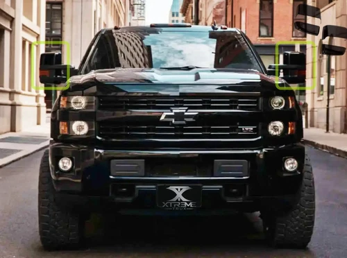 Painted Black Tow Mirror Cover Set Fits 14-19 Chevrolet Silverado 1500 2500 3500