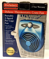ProSelect Deluxe Thermostatic Pet Crate Fan 2 Speed AC/DC Operation