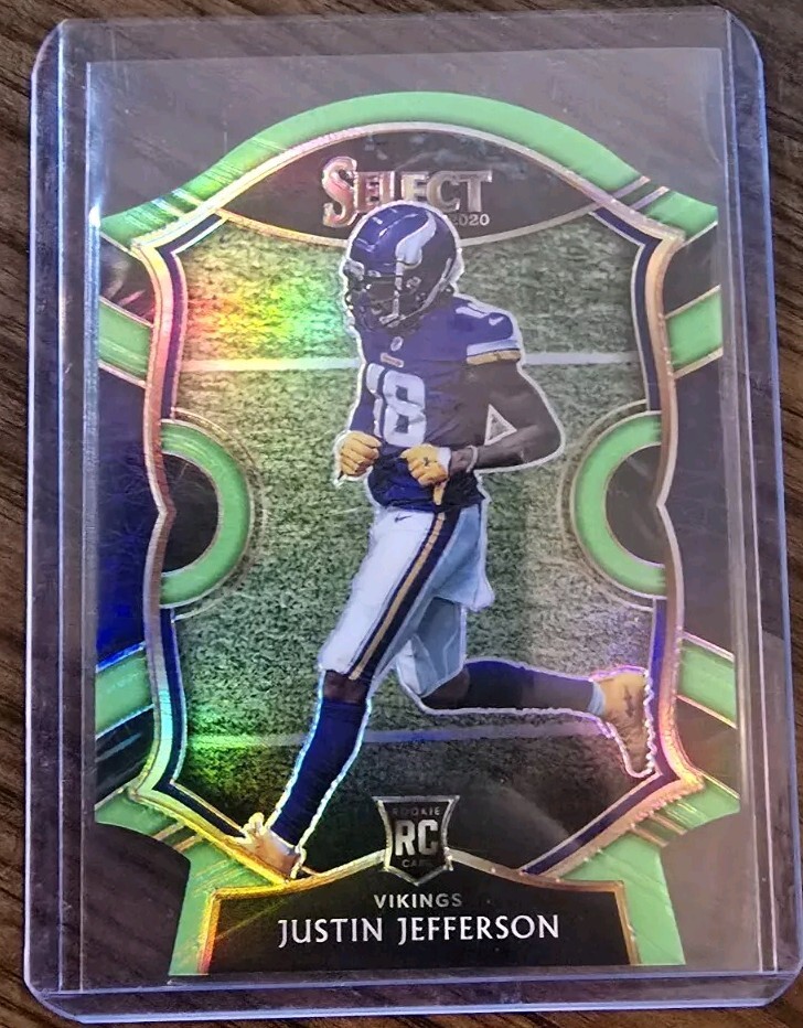 2020 Panini Select - Concourse Neon Green Prizm Die-Cut #61 Justin Jefferson RC