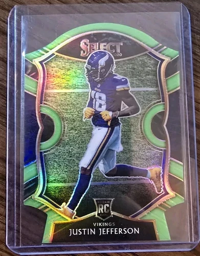 2020 Panini Select - Concourse Neon Green Prizm Die-Cut #61 Justin Jefferson RC
