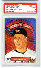 CAL RIPKEN JR~RARE (POP 22) 1992 TRIPLE PLAY GALLERY of STARS PSA-9 MINT CARD#11