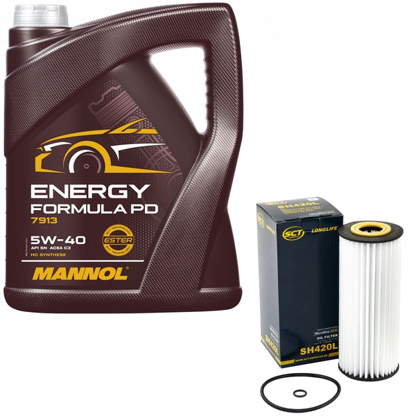 MotoröL Set 5W-40 5 Liter + ÖLfilter SH420L FüR Audi A3 Seat Inca Skoda VW Golf-image