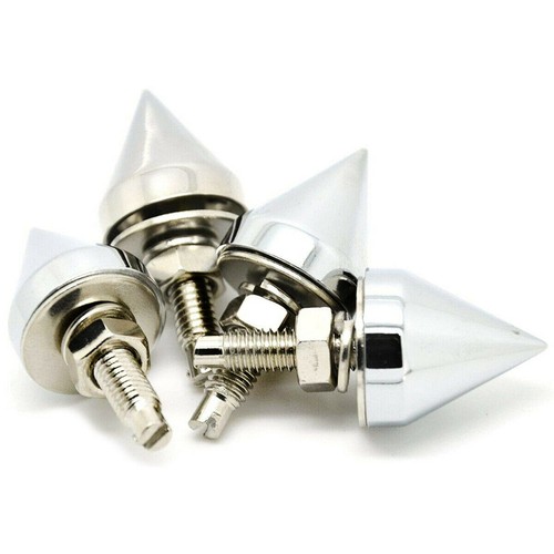 Set  4  Universal Chrome License Plate Bullet Fasteners Bolts Screws Rkvegudfxuzivhpf - Foto 3