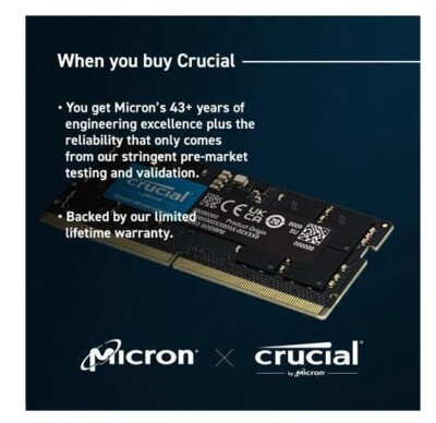 Crucial RAM 16GB DDR5 5600MT/s or 5200MT/s or 4800MT/s Memory