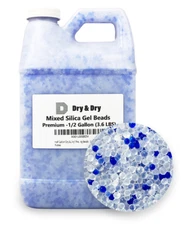 1/2 Gallon (3.6 LBS) "Dry & Dry" High Quality Mixed Silica Gel Desiccant Beads 