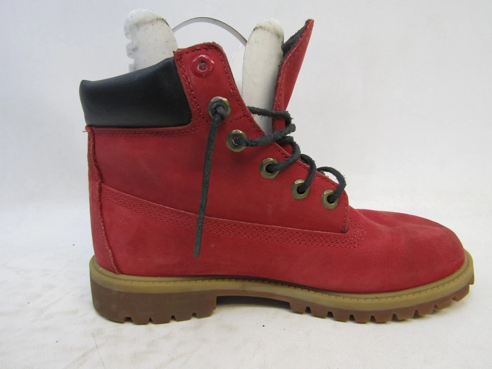 Timberland Niños Jóvenes Talla 6.5 M Rojo Cuero Nubuck Botines con Cordones Foto 4 de 4