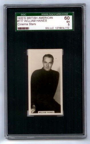 1920's BAT Cinema Stars SGC Graded Card  / ACTOR WILLIAM HAINES, SGC EX 60/5 - Foto 1 di 2